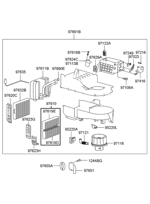 2004 Hyundai Sonata Plate & GROMMET-A/C Cooler Lin Diagram for 97650-3D100