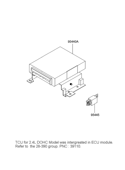 2001 Hyundai Sonata Control Module-Automatic Transaxle Diagram for 95440-39016