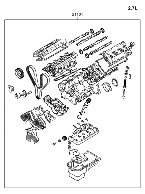 2005 Hyundai Sonata Old Body Style Sub Engine Assy Diagram 2