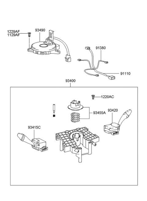 2002 Hyundai Sonata Switch Assembly-Multifunction Diagram for 93460-38151