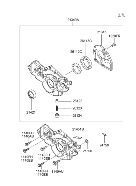 2005 Hyundai Sonata Old Body Style Front Case Diagram 2