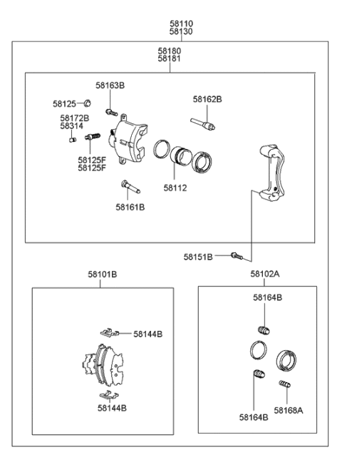 2002 Hyundai Sonata Front Wheel Brake Diagram