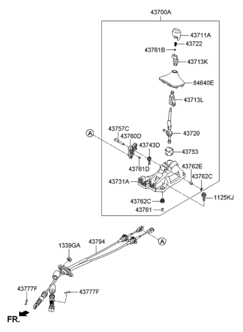 1996 Hyundai Accent Lever Assembly-Manual Transmission Diagram for 43700-3X510