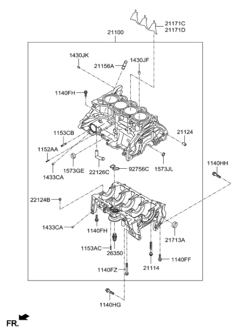 2014 Hyundai Elantra Block Assembly-Cylinder Diagram for 3D083-2EU00