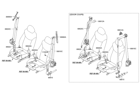 1994 Hyundai Accent Front Seat Belt Assembly Left Diagram for 88810-3X500-RY