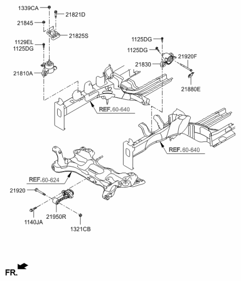 1994 Hyundai Accent Transaxle Mounting Bracket Assembly Diagram for 21830-30200