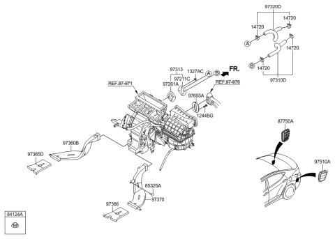 2014 Hyundai Elantra Duct-Rear Heating,RH Diagram for 97370-3XAA0