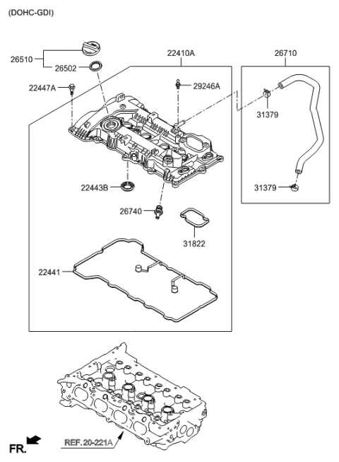 2015 Hyundai Elantra Cover Assembly-Rocker Diagram for 22410-2E000