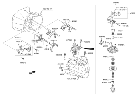 2015 Hyundai Elantra Korean made Gear Shift Control-Manual Diagram