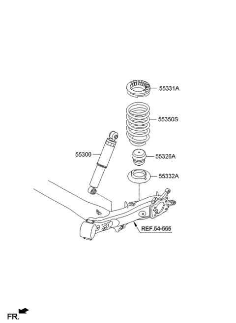1996 Hyundai Accent Rear Shock Absorber Assembly Diagram for 55300-3X250