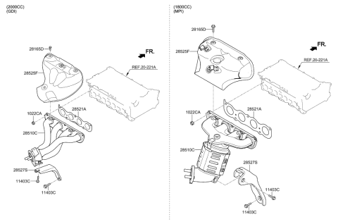 2014 Hyundai Elantra Korean made Exhaust Manifold Diagram 1