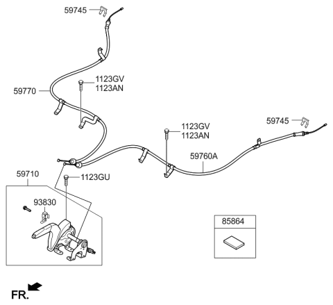 2015 Hyundai Elantra Lever Assembly-Parking Brake Diagram for 59710-3X520-RY