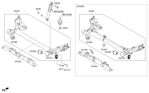 1996 Hyundai Accent Torsion Axle Complete Diagram for 55100-3X600