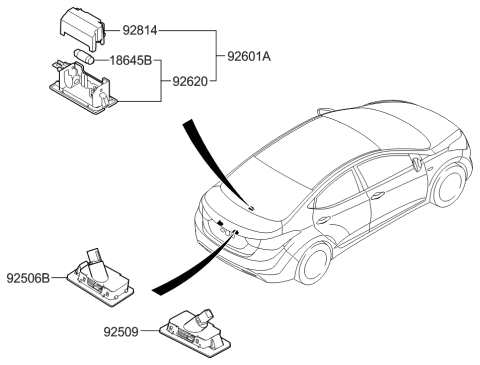 2015 Hyundai Elantra Korean made License Plate & Interior Lamp Diagram