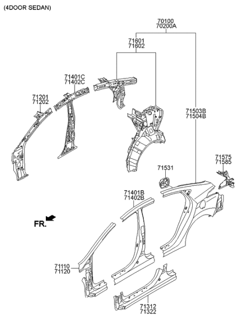 2014 Hyundai Elantra Korean made Side Body Panel Diagram 1