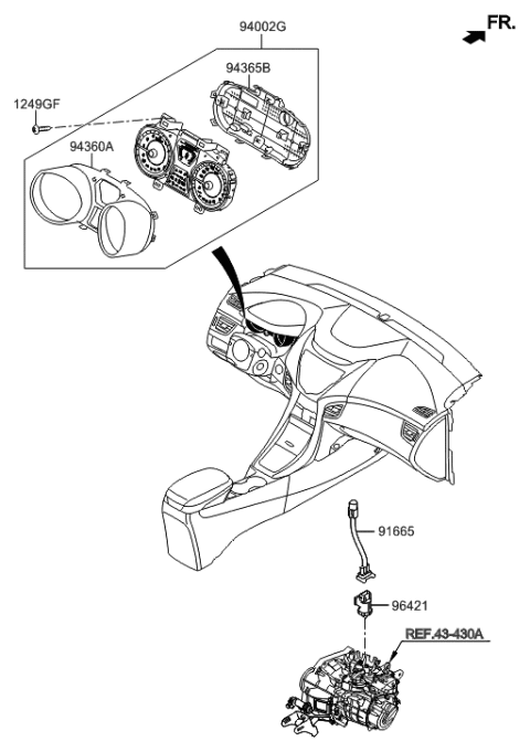 2015 Hyundai Elantra Cluster Assembly-Instrument Diagram for 94004-3X200