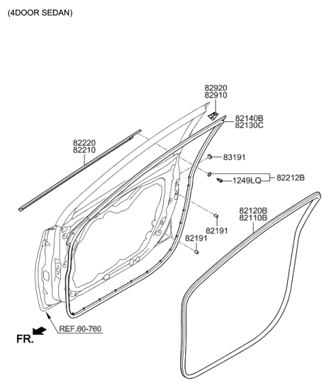 1996 Hyundai Accent Weatherstrip Assembly-Front Door Belt Outside LH Diagram for 82210-3X200