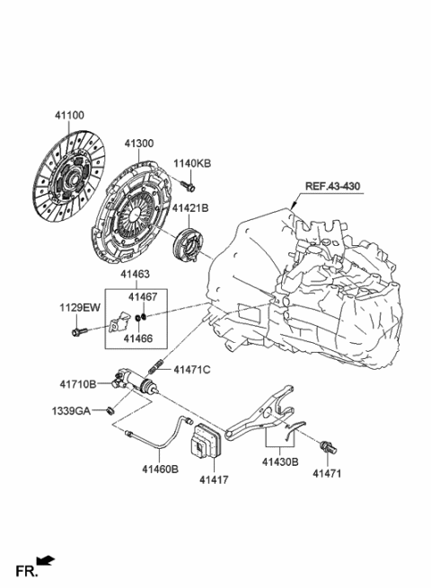 2014 Hyundai Elantra Korean made Clutch & Release Fork Diagram