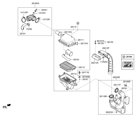 2015 Hyundai Elantra Korean made Air Cleaner Diagram 2