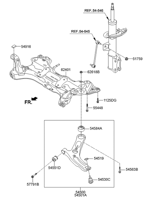2014 Hyundai Elantra Korean made Front Suspension Crossmember Diagram
