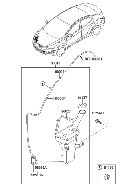 2014 Hyundai Elantra Korean made Windshield Washer Diagram