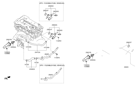 2014 Hyundai Elantra Korean made Coolant Pipe & Hose Diagram 1