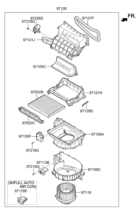 1996 Hyundai Accent Case-Intake Diagram for 97121-3XAA0