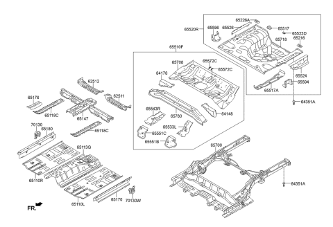 2014 Hyundai Elantra Member Assembly-Rear Floor Under Diagram for 65700-3X510