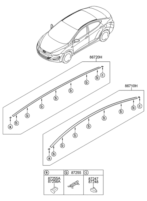 2014 Hyundai Elantra Roof Garnish & Rear Spoiler Diagram 1