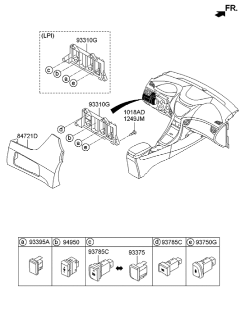 2015 Hyundai Elantra Korean made Switch Diagram 1