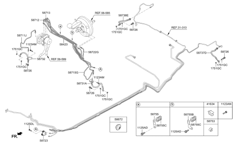 1994 Hyundai Accent Hose-Brake Rear,LH Diagram for 58737-3X300