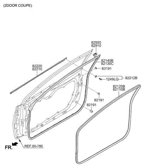 2014 Hyundai Elantra Korean made Front Door Moulding Diagram 2