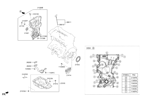 1996 Hyundai Accent Cover Assembly-Timing Chain Diagram for 21350-2E300