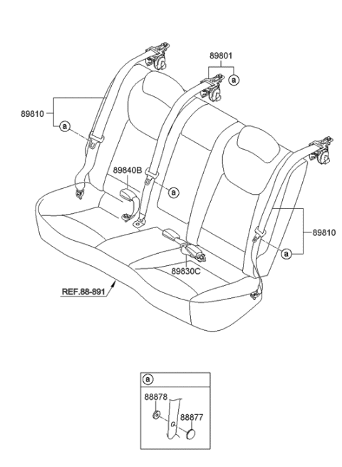 2015 Hyundai Elantra Korean made Rear Seat Belt Diagram