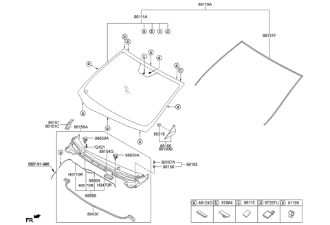 1994 Hyundai Accent Garnish Assembly-Delta LH Diagram for 86180-3X600