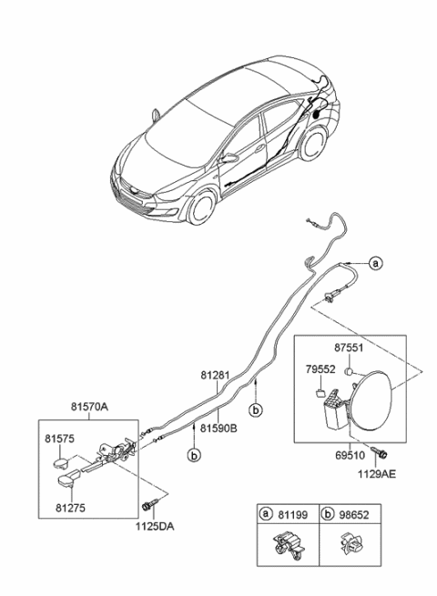 2015 Hyundai Elantra Korean made Fuel Filler Door Diagram