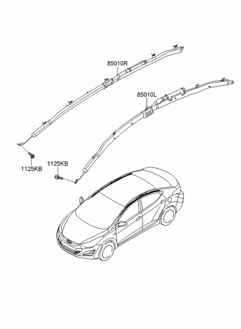 2015 Hyundai Elantra Curtain Air Bag Module,RH Diagram for 85020-3X200