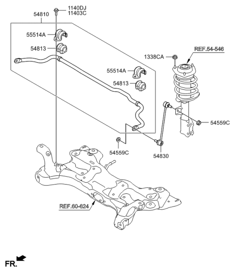 2014 Hyundai Elantra Bar Assembly-Front Stabilizer Diagram for 54810-A5000