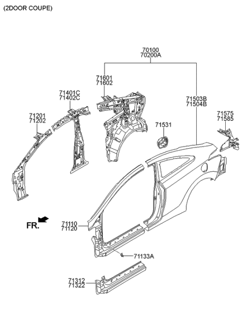 2014 Hyundai Elantra Korean made Side Body Panel Diagram 2