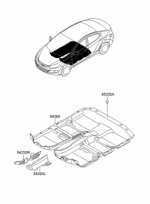 2014 Hyundai Elantra Pad-Front Center Tunnel,LH Diagram for 84251-3X500