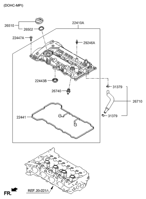 2014 Hyundai Elantra Korean made Rocker Cover Diagram 2