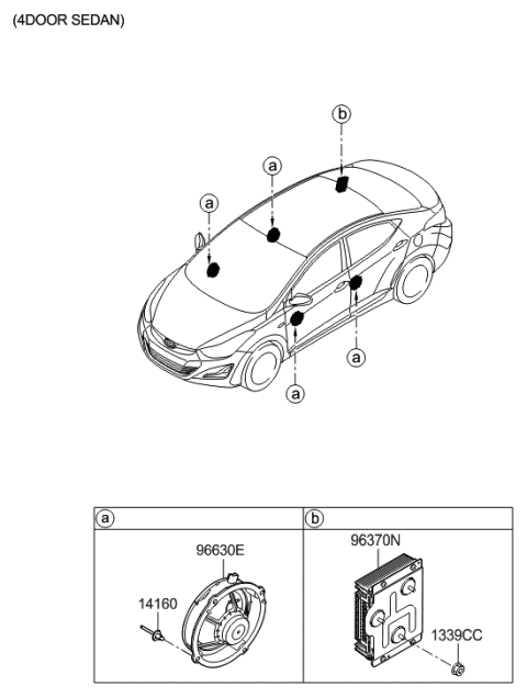 1996 Hyundai Accent Extension Amp Assembly Diagram for 96370-3X205