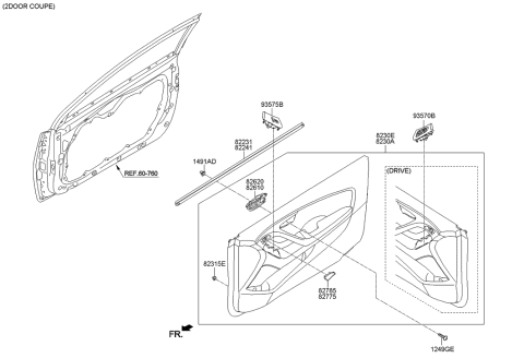 2014 Hyundai Elantra Korean made Front Door Trim Diagram 2