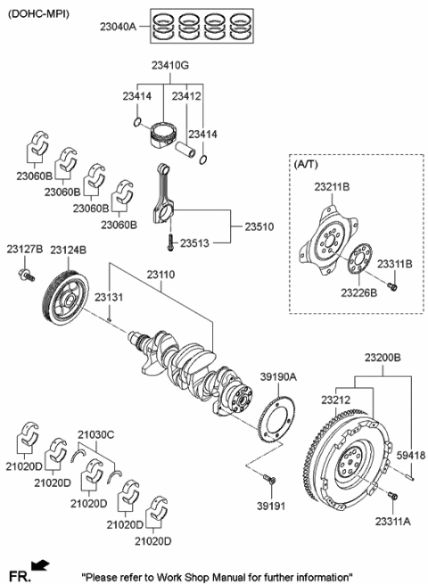 1994 Hyundai Accent Ring Set-Piston Diagram for 23040-2E911