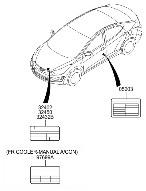 1994 Hyundai Accent Label-Emission Diagram for 32402-2EJB3