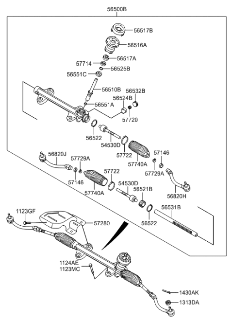 2015 Hyundai Elantra Rack-Steering Gear Box Diagram for 56531-3X200