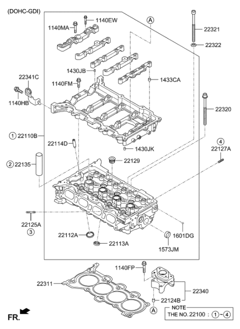 2015 Hyundai Elantra Head Assembly-Cylinder Diagram for 22100-2E002
