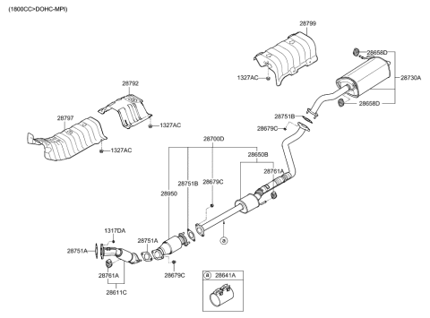 2015 Hyundai Elantra Korean made Muffler & Exhaust Pipe Diagram 4