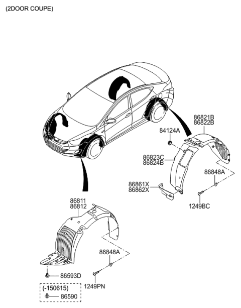 2014 Hyundai Elantra Korean made Wheel Gaurd Diagram 2