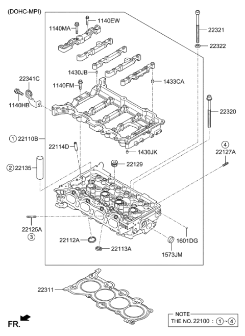 2014 Hyundai Elantra Korean made Cylinder Head Diagram 2